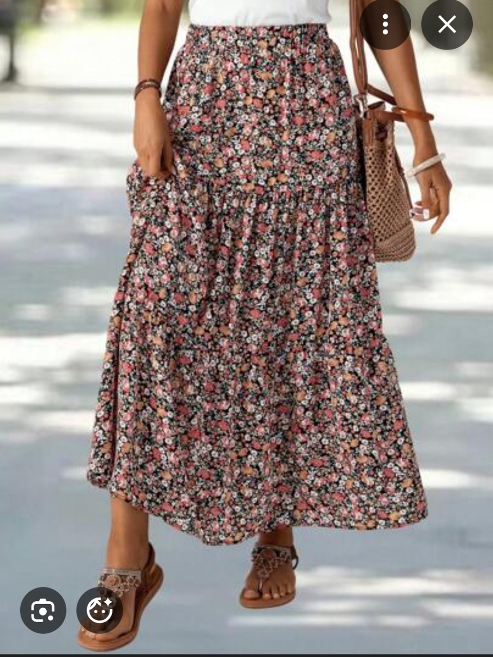 SHEIN Pink Multi Floral Skirt, Modest Length Size Medium